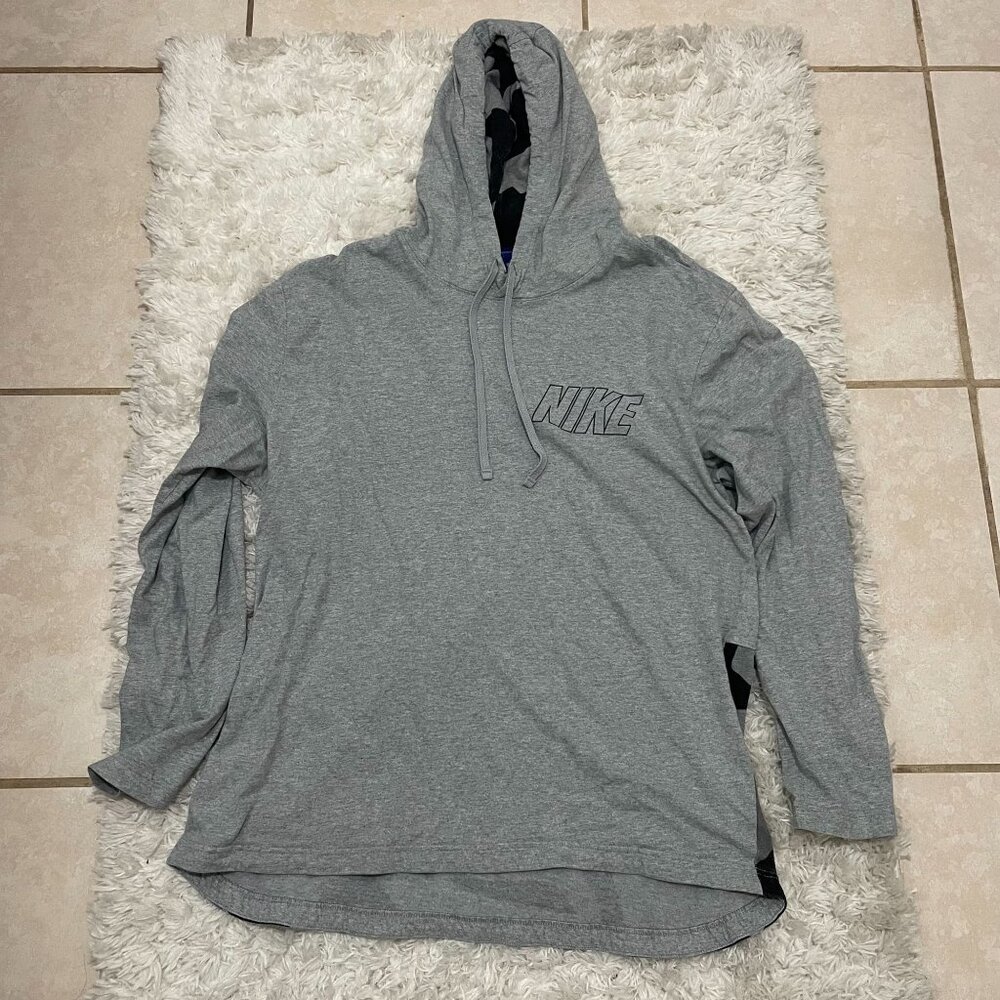 NIKE Camo Inner Hooded Grey Thin Sweater Mens XXL Long Sleeve